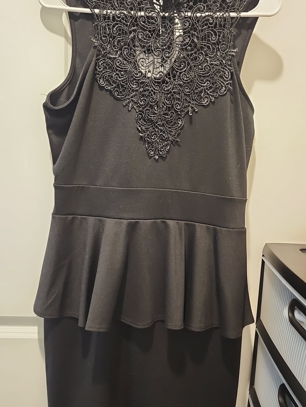 Maurices Black Lace Appliqué Peplum Dress